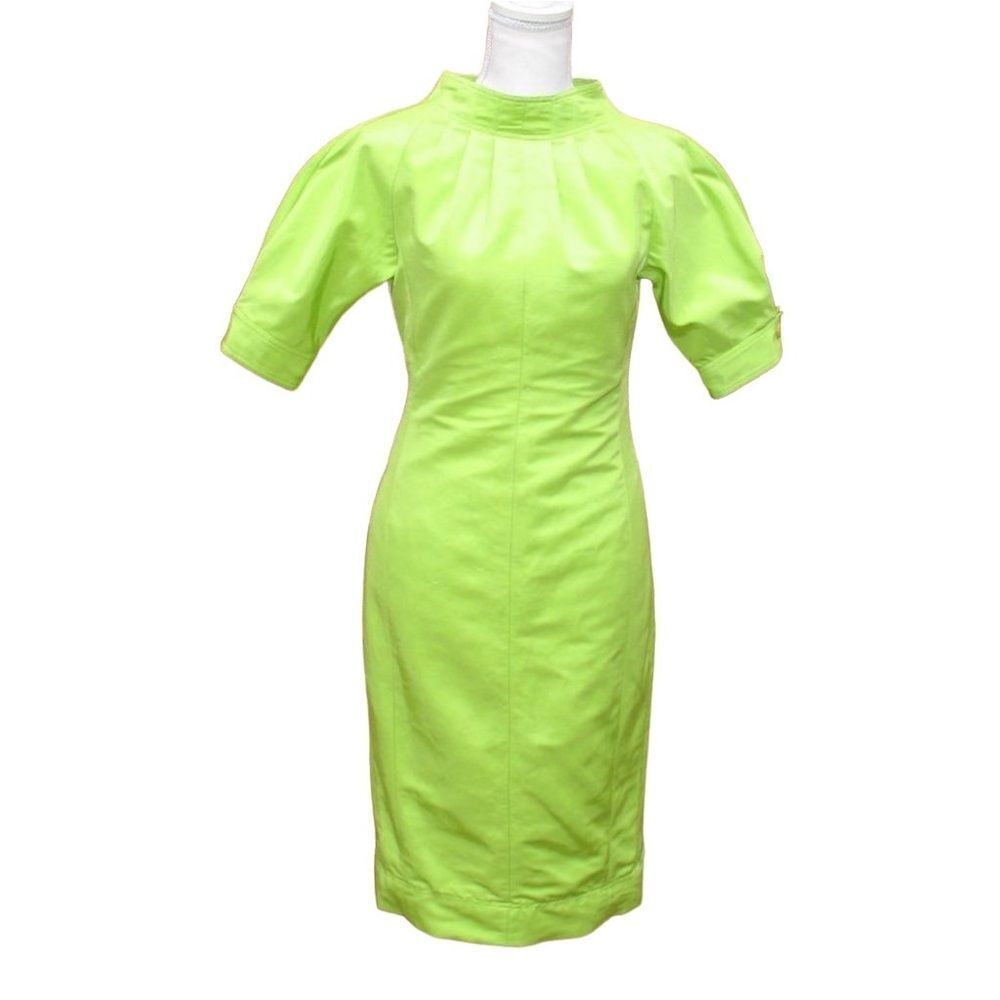 Vintage Lime Green Sheath Dress Pockets